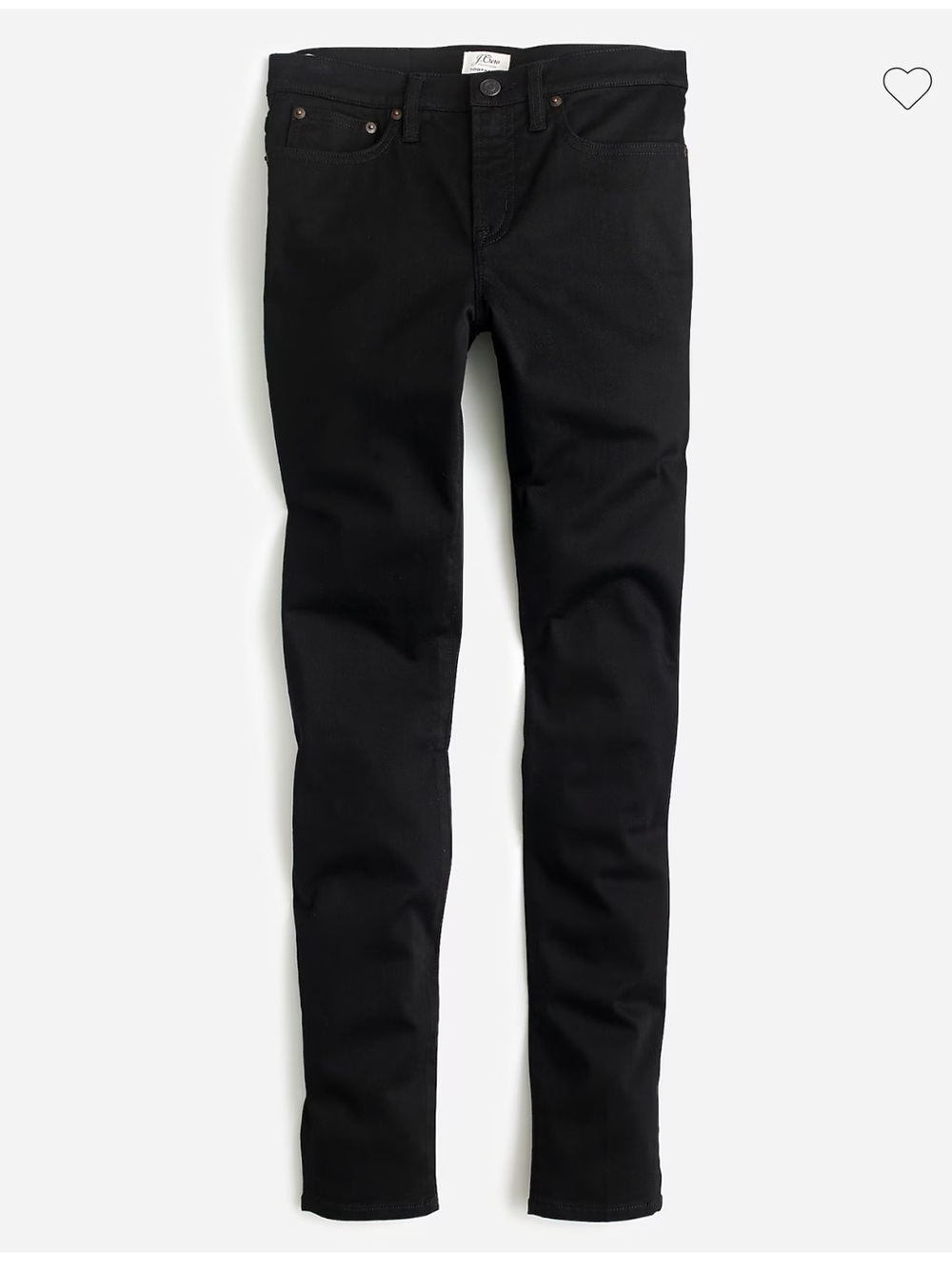 J Crew 8” stretchy toothpick jean in true black. Size 34. NWT.